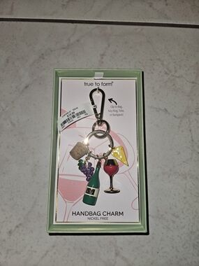 True to Form Colorful Wine & Cheese Handbag Charm Keychain